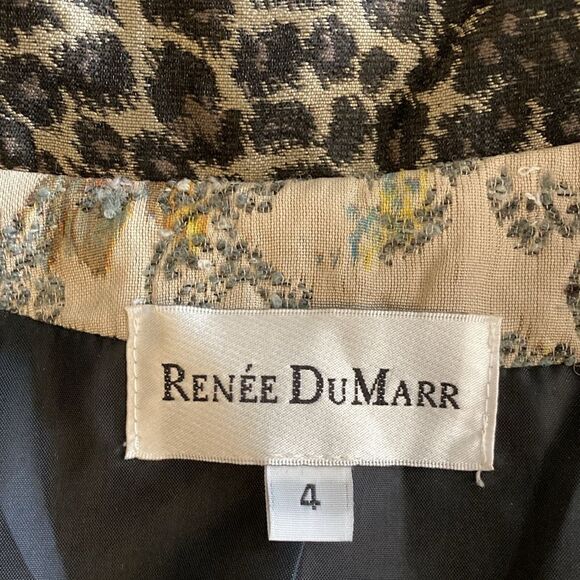 Renee DuMarr Women’s Floral Embroidered Fitted Blazer w/Animal Print Collar. - Picture 9 of 10